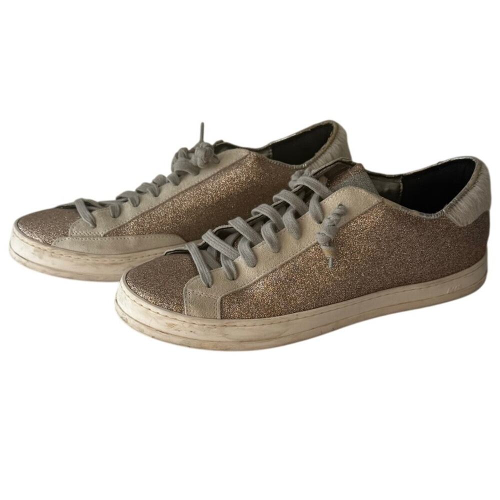 P448 John Glitter Metallic Bronze Gold Leather Sneakers Women's 9